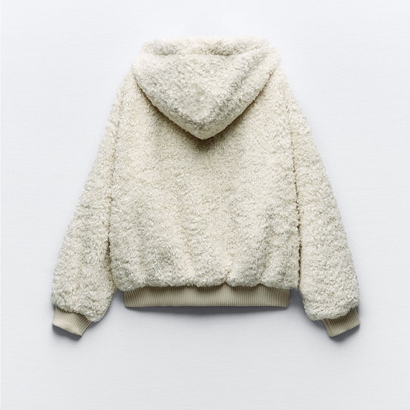 HOODED FLEECE JACKET - Ecru - Picture 4 of 11